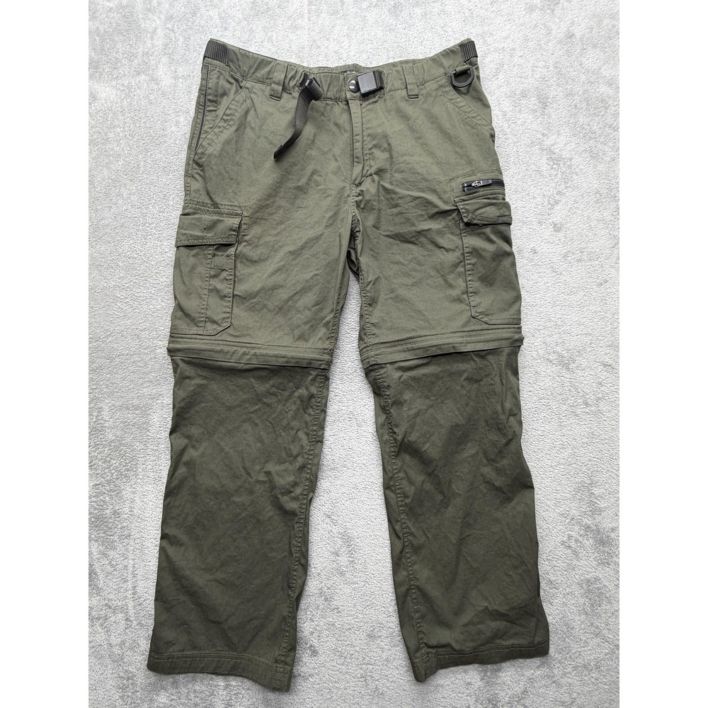 BC Clothing Pants Mens Measured 38x29 Green Cargo Relaxed Convertible Pockets